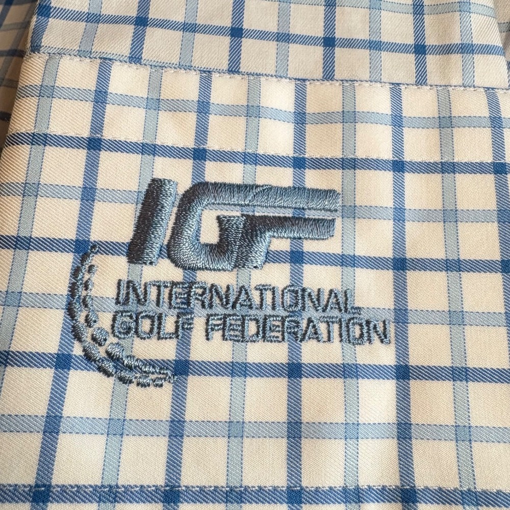 Peter Millar‎ Tettersall Check Long Sleeve Button Down White Blue Preppy Sz L - Picture 6 of 9